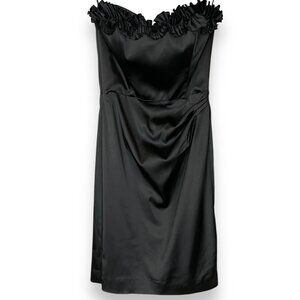 White House Black Market Black Strapless Dress Size 0 Ruffle Sweetheart Neckline